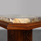 Oak & Marble large Art Deco pedestal, France 1920s
