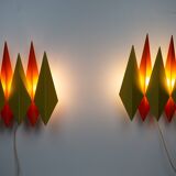 Pair of 2 Danish vintage wall lamps Diamant by Holm Sorensen, 1960s