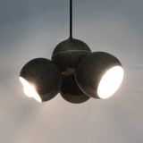 3-light chandelier with glazed sandstone balls. 50s-60s Italy