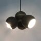3-light chandelier with glazed sandstone balls. 50s-60s Italy