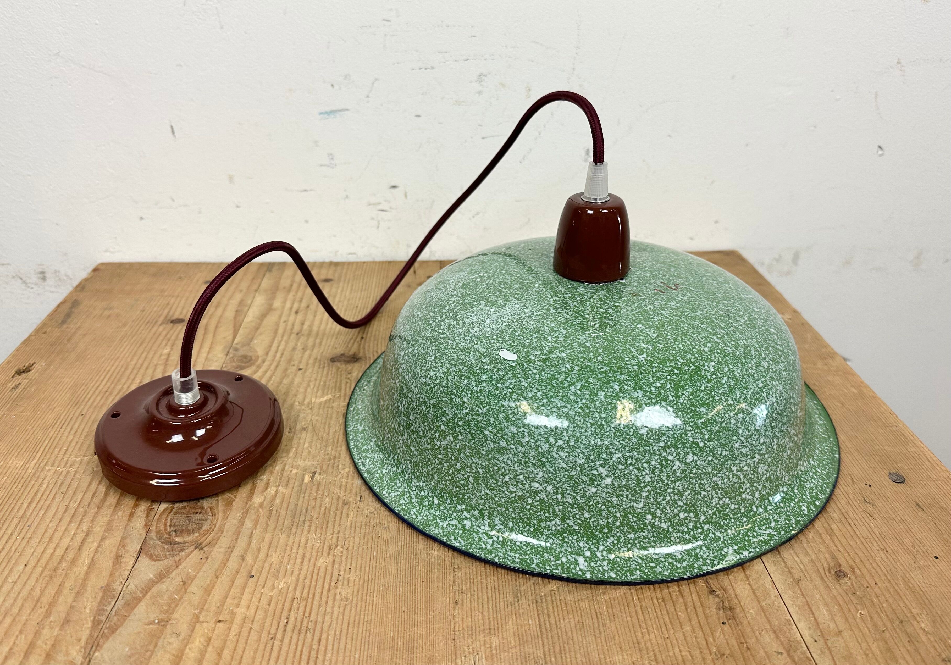 Industrial Factory Green Enamel Ceiling Lamp , 1960s
