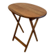 Solid wood oval folding side table