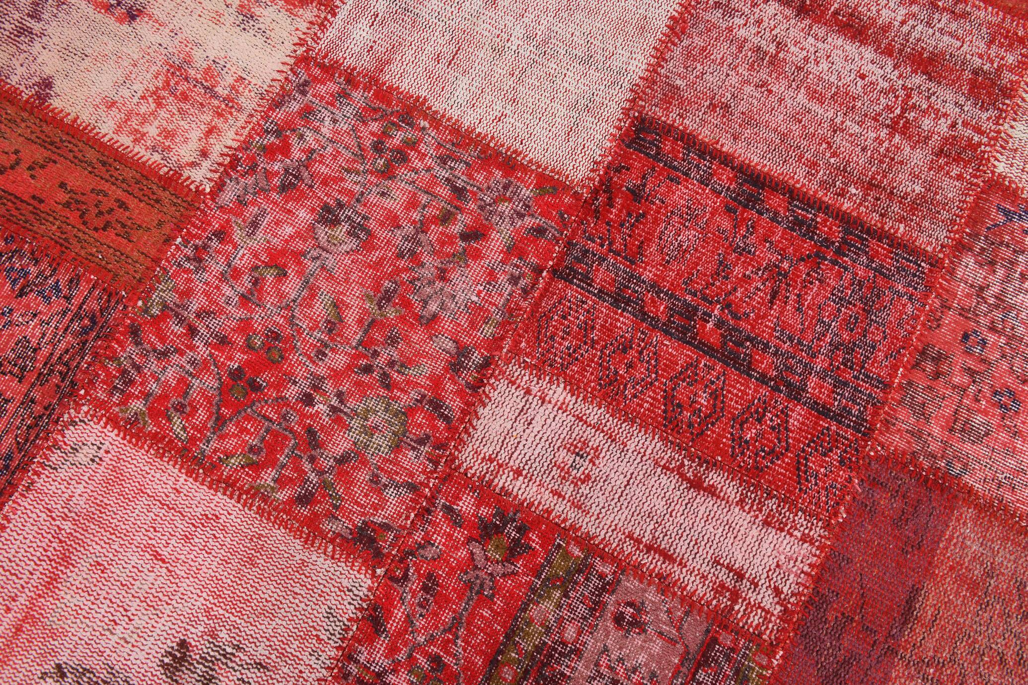 Tapis patchwork vintage en laine faite à la main 245x168cm