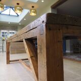 Antique vintage rustic large pine dining table old workbench