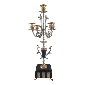 Brass and marble candlestick