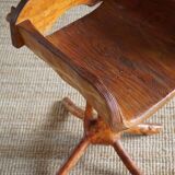 Unique sculptural pedestal armchair by the Finnish Matti Martikka in solid pine, 1960s.