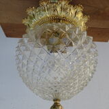Glass and brass globe chandelier