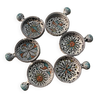 Series of 6 Vallauris frying pans from the 50s