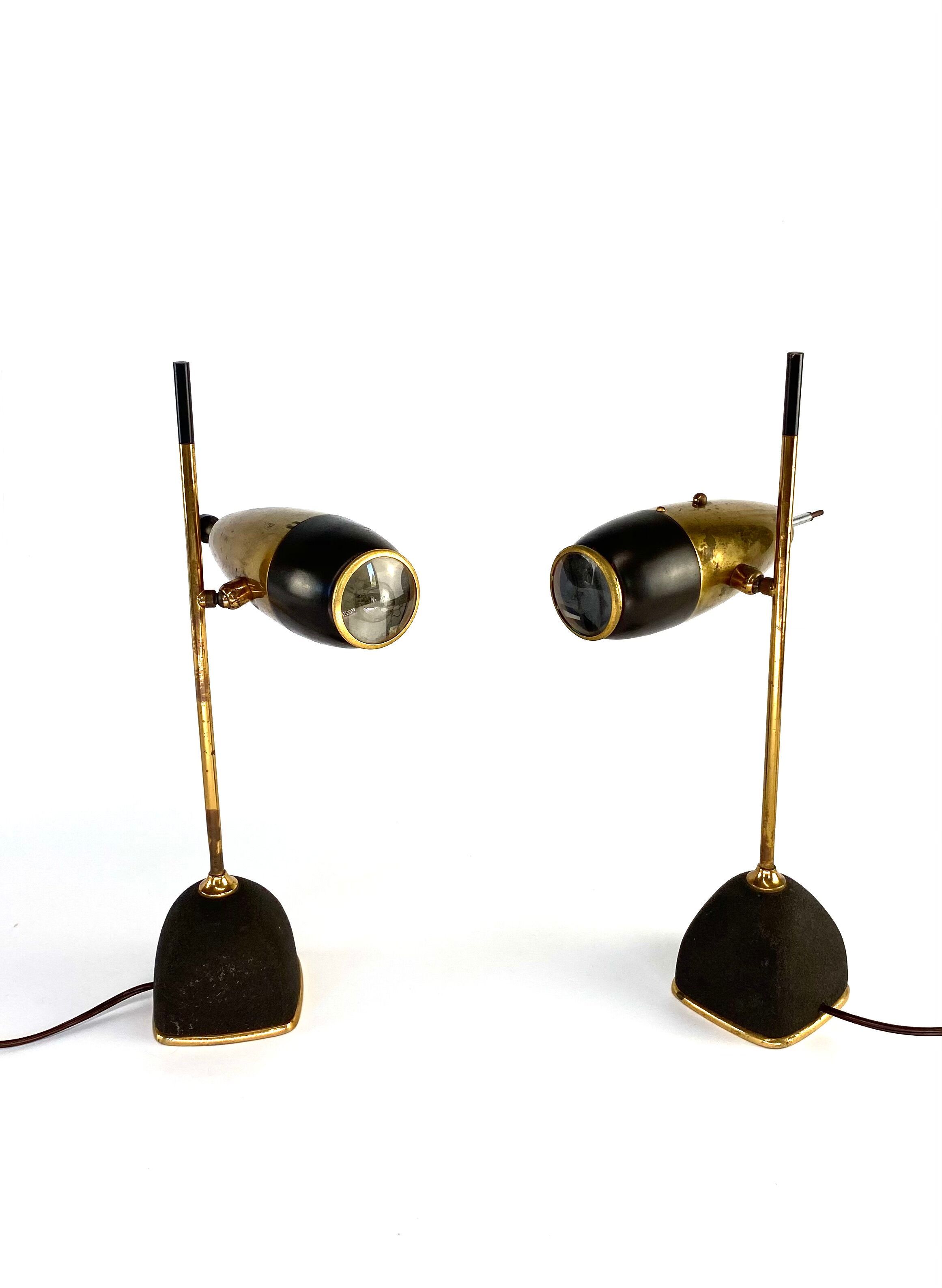Oscar Torlasco, pair of table lamps modele 577, Lumi Milan, 1960