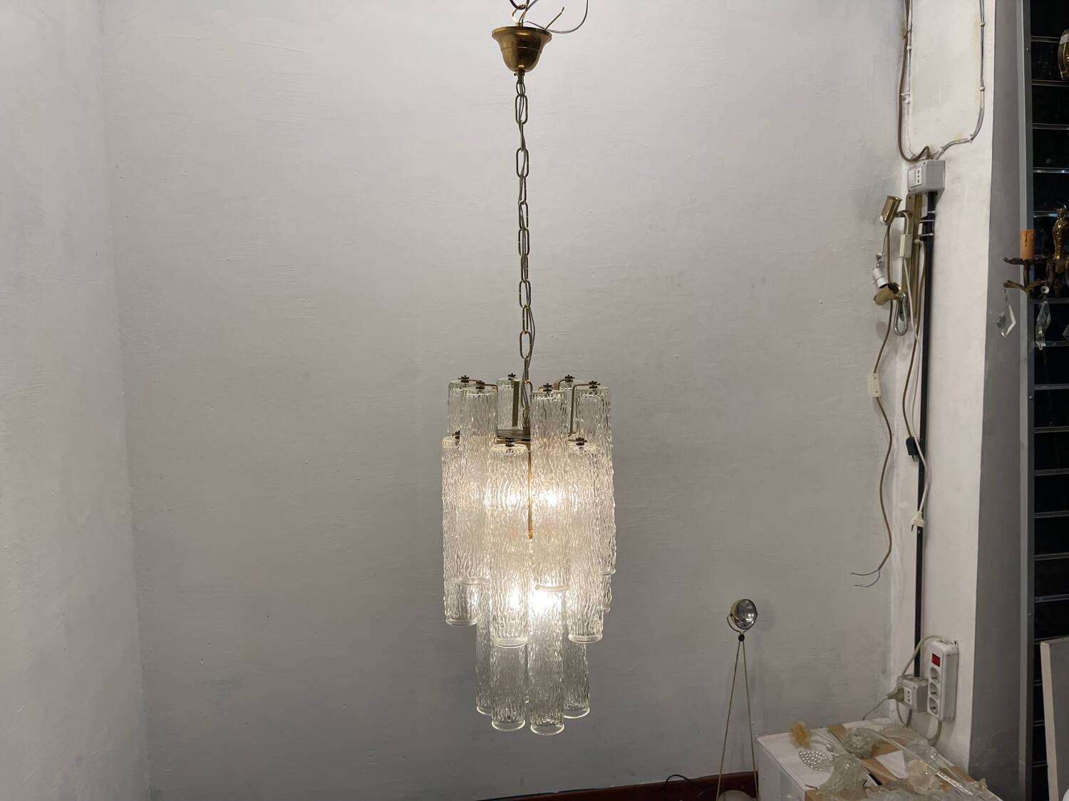 Set of 2 Murano Glass Tube Chandeliers 1970’s