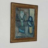 Original mid-century Swedish oil on panel – “Plant Pot” by Lennart Liljo – vintage & framed – 34 × 43 cm