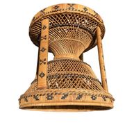 Ancien tabouret vintage en osier et rotin tressé 70 Emmanuelle