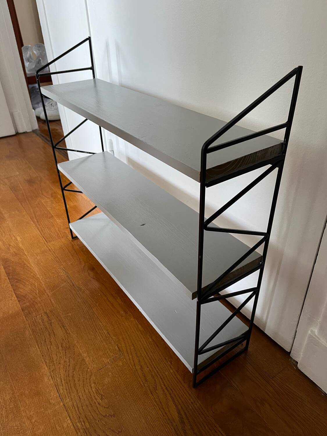 Vintage wood and metal shelf