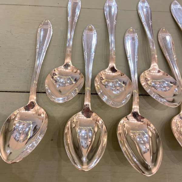 Series of 12 Art Deco table spoons in silver metal