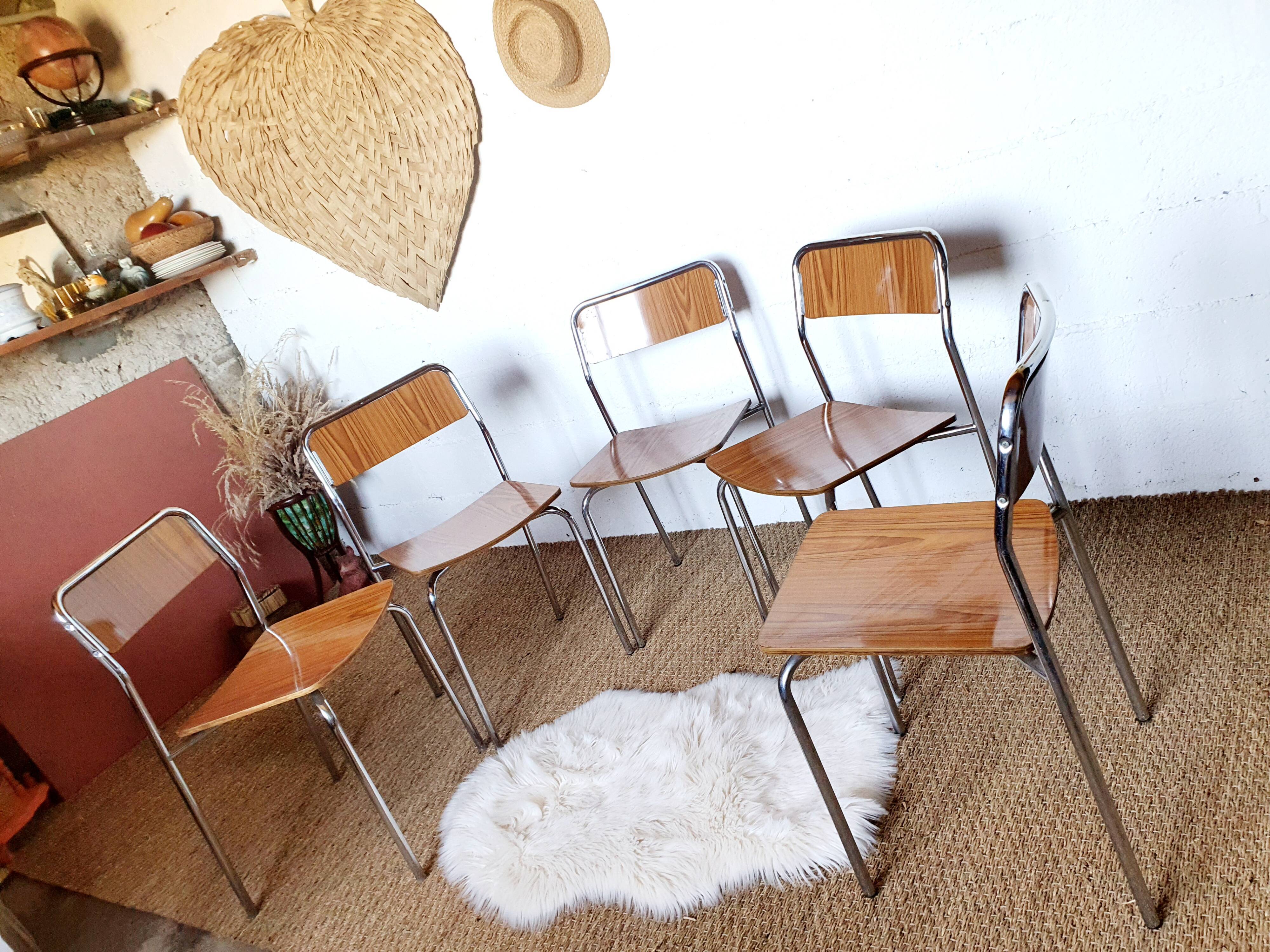 5 Marbled brown formica chairs