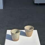 Set of 2 cups in Indonesian ceramic (brown & speckled glazed matte)