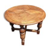 Table bureau d'armateur pieds balustre et rose des vents, style renaissance XIXe