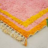 Handmade pink wool rug 2.4/1.6m Moroccan