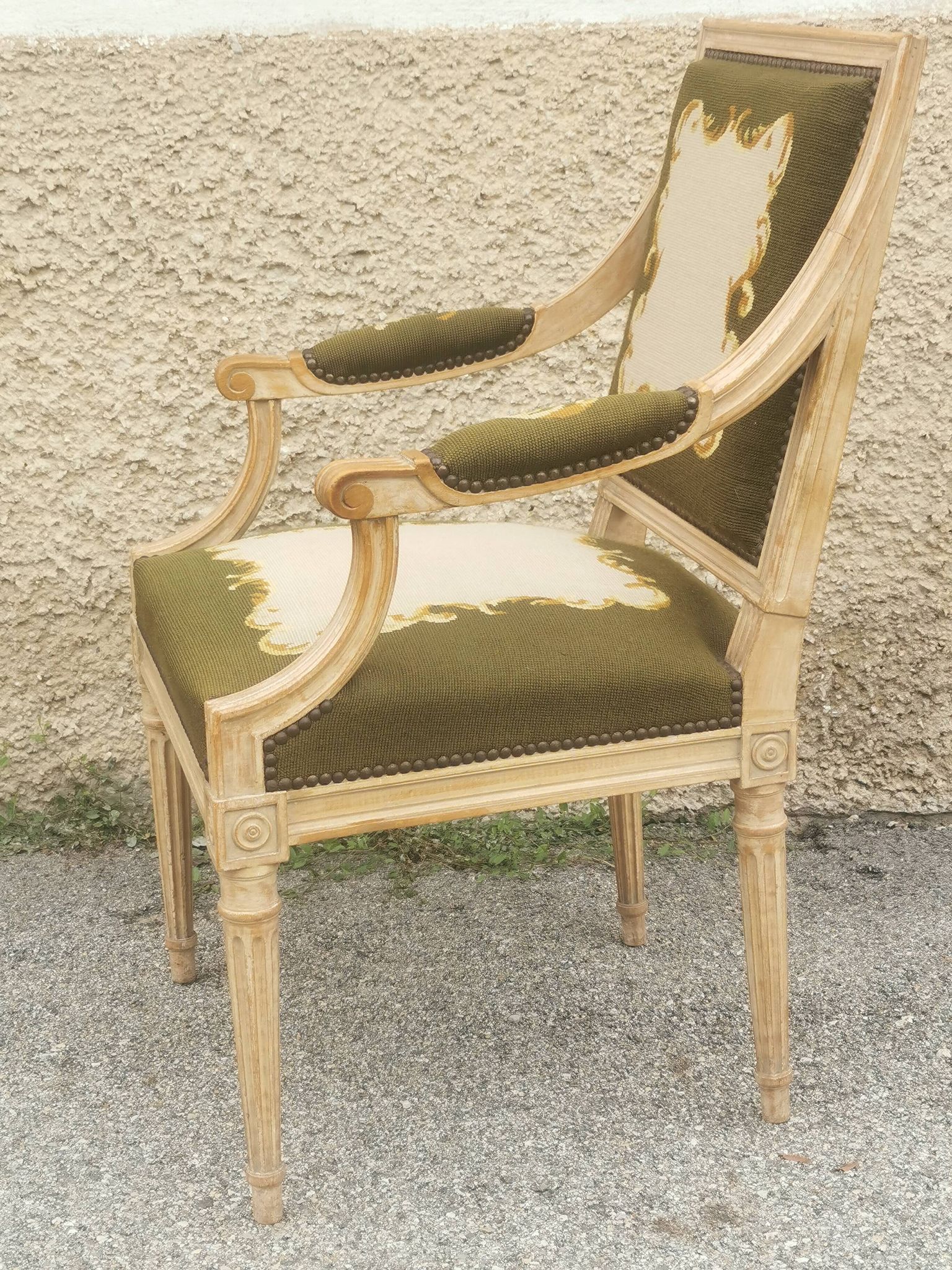 Louis xvi style upholstered armchair