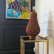 Large vintage woven lamp base in Riviera/Boho style from the 1970s.