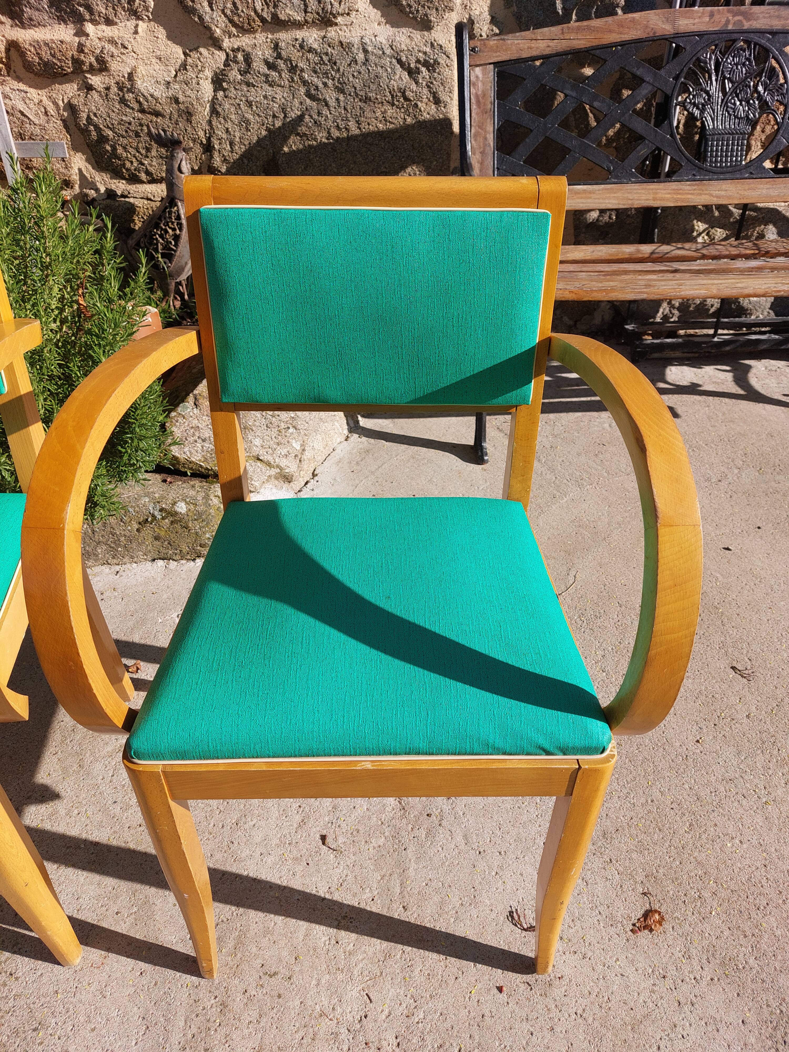 3 vintage design bridge armchairs, rounded armrests