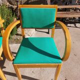 3 vintage design bridge armchairs, rounded armrests