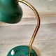 50's 50's green metal articulated desk lamp and golden flexible foot