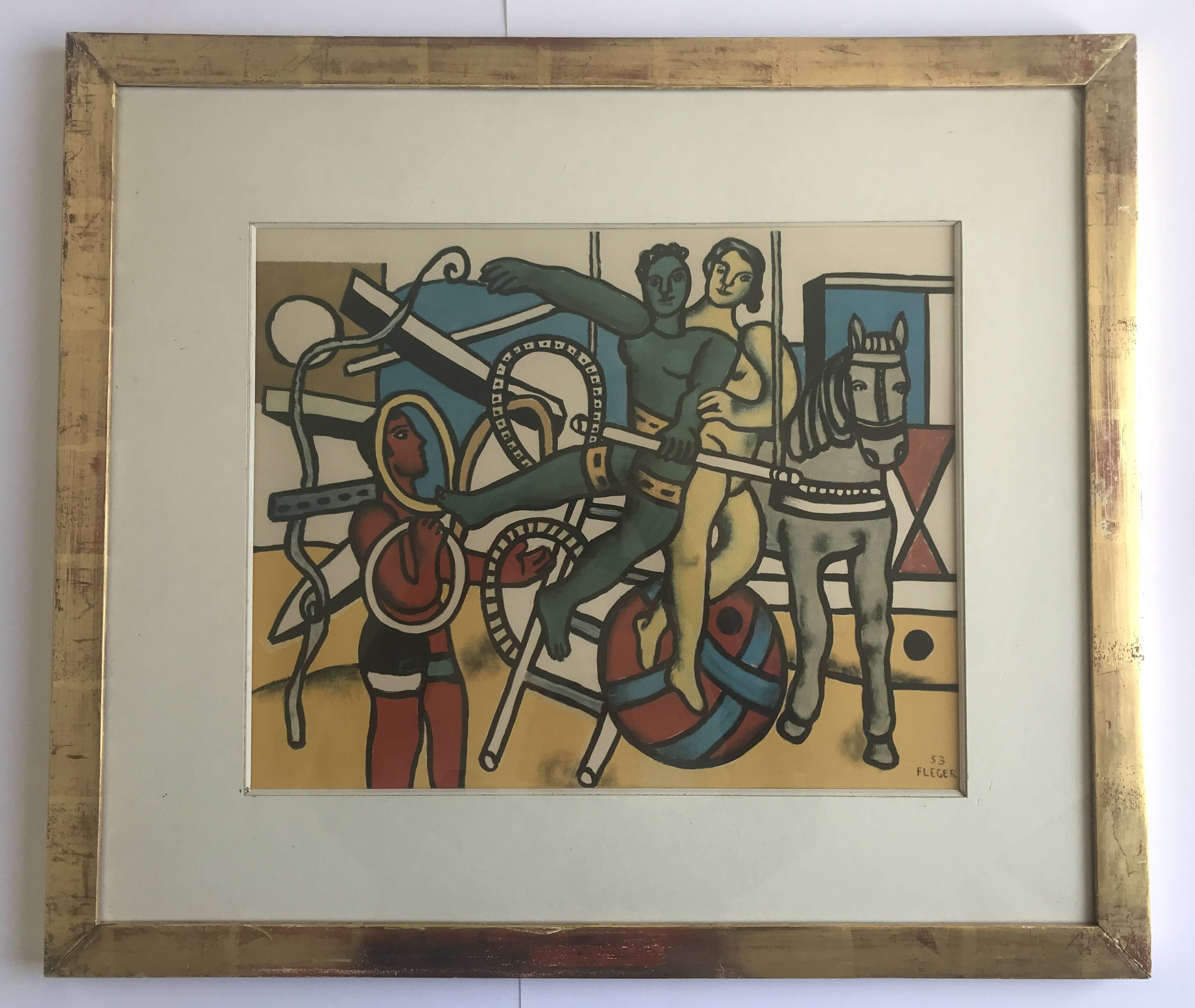 Fernand LÉGER (after) Circus scene. c. 1980. Framed photogravure
