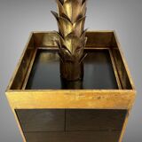 "jansen" style lamp in the shape of a palm tree in golden metal, 181 cm tall