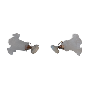 Paire d'appliques tulipes sur support