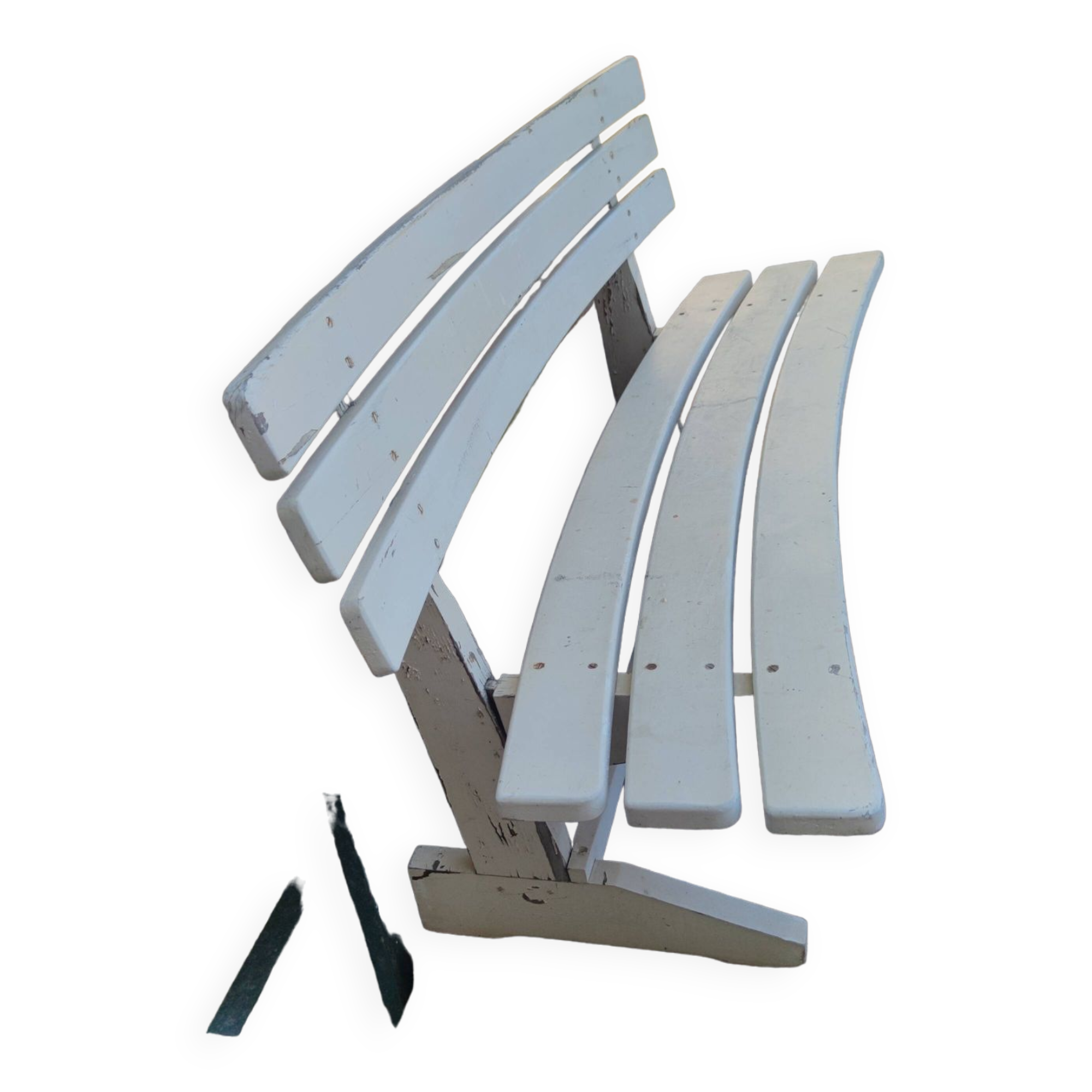 Painted wooden garden bench, circa 1950