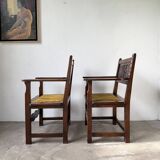 Paire de fauteuils style espagnol bois sculpté 1900