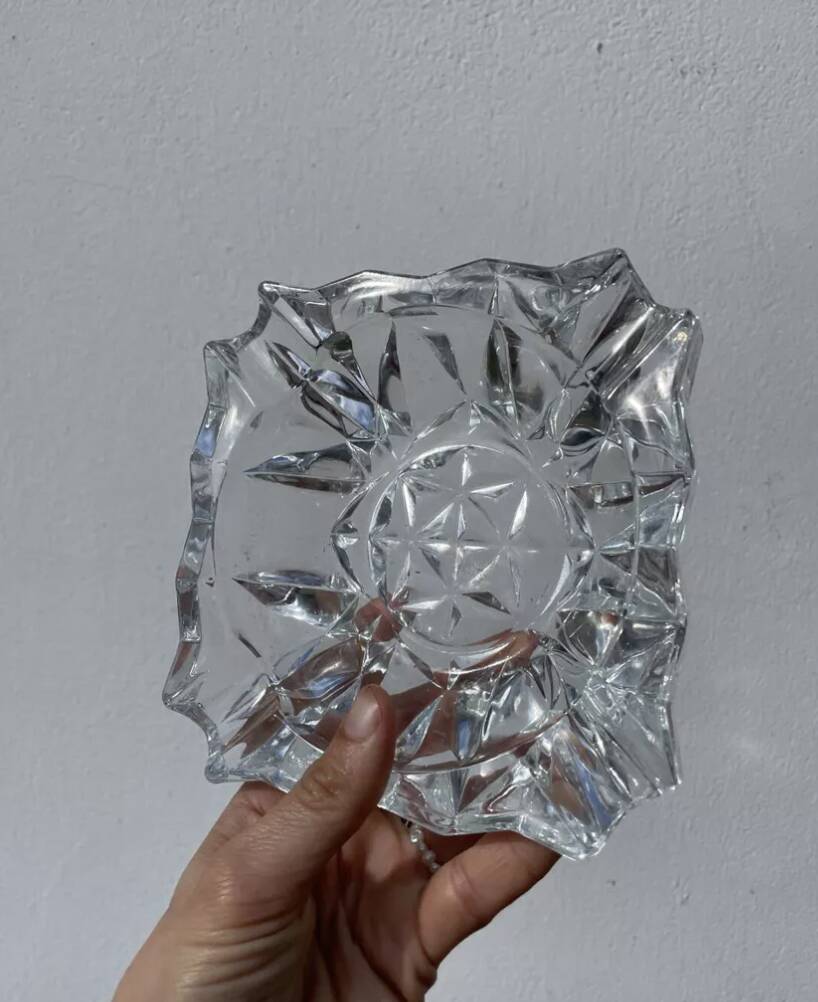 Vintage 1970s cut glass ashtray