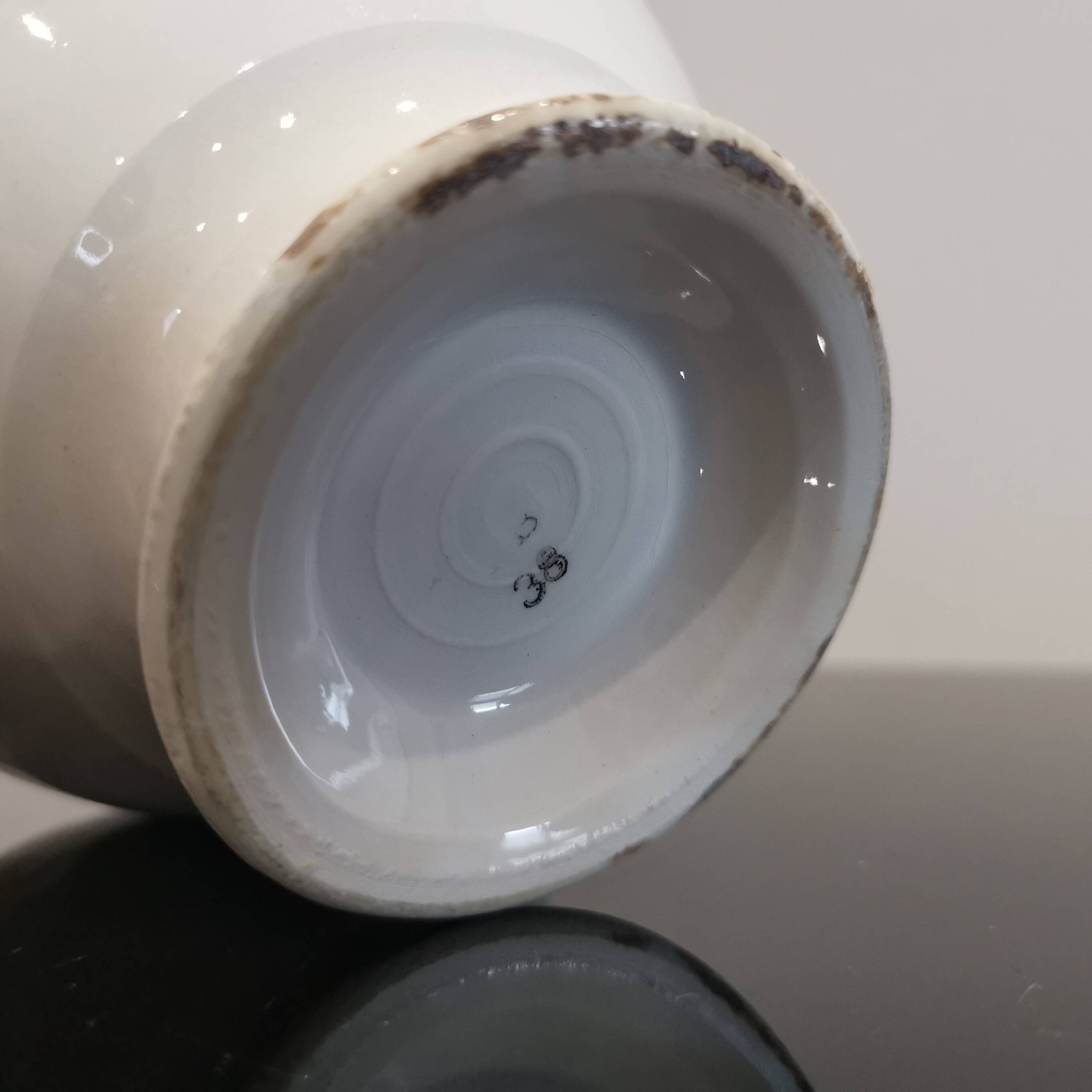 Old Badonviller earthenware bowl with yellow diamonds