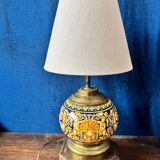 Gien lamp – blue earthenware and brass – early 20th century