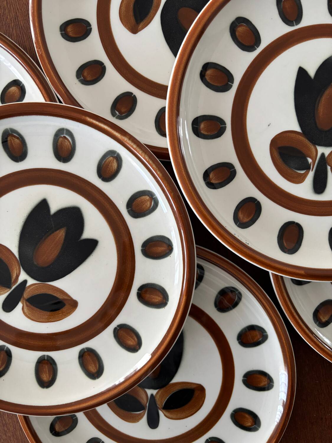 Service 6 assiettes à dessert boch la louviere vintage 1970 modele kimono - annees 70 - assiettes seventies boch tulipe