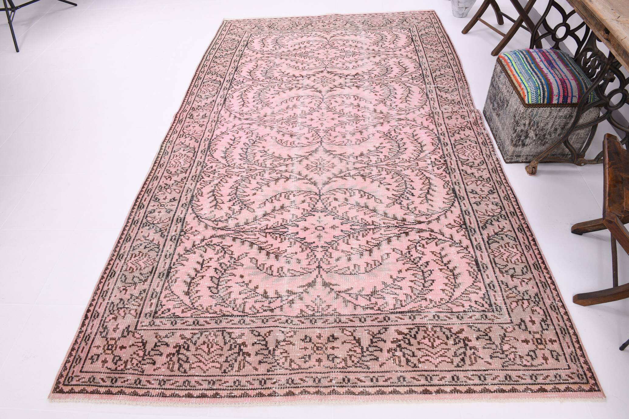 6x10 Rug For Living Room Soft Pink Turkish Vintage Rug, 181x314Cm