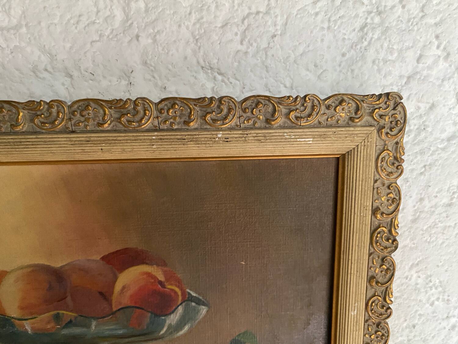 Antique still life on framed panel