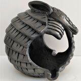 Zoomorphic ashtray armadillo black ceramic signed