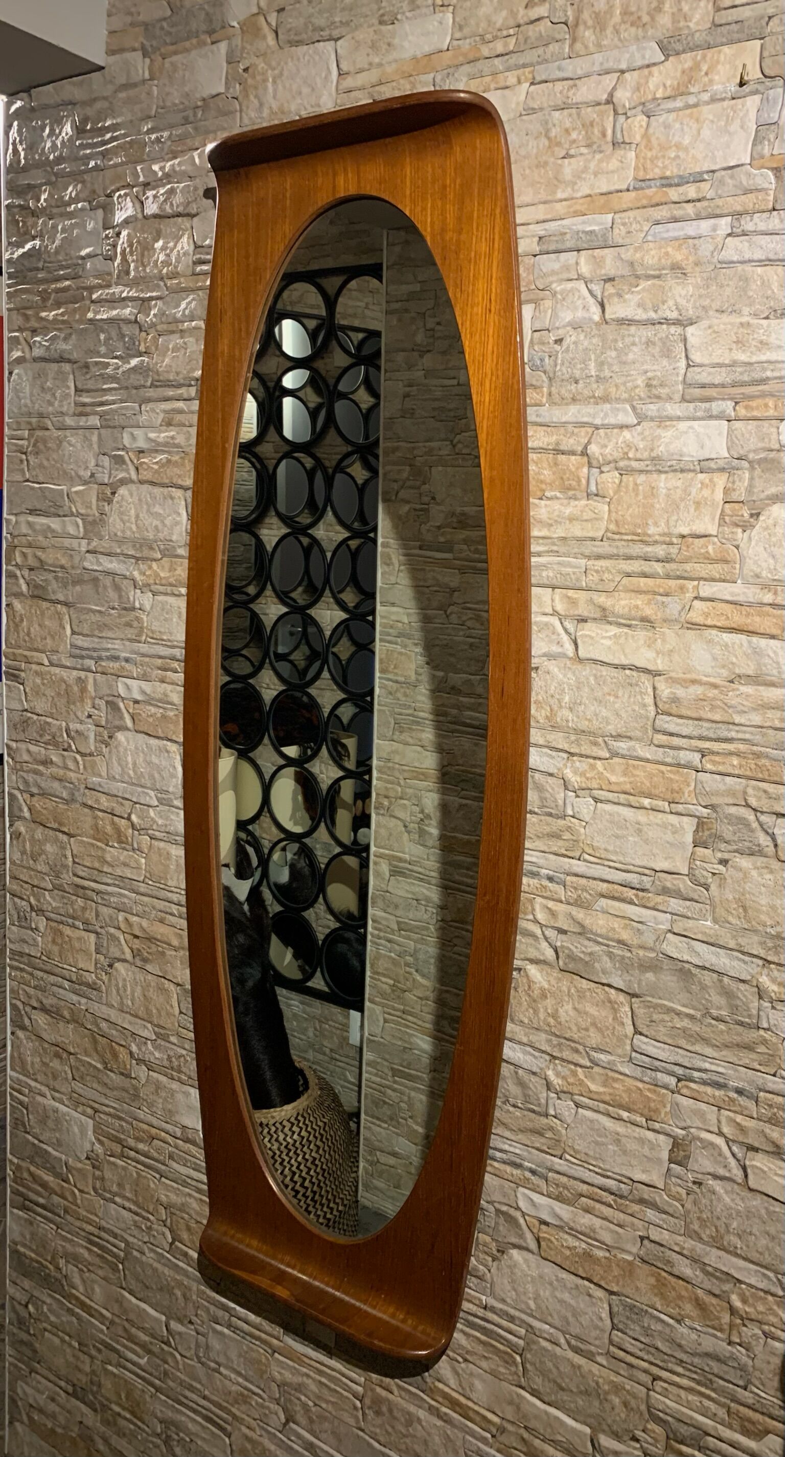 Campo & Graffi - teak vintage wall mirror - 60s mid century modern wood mirror made in italy