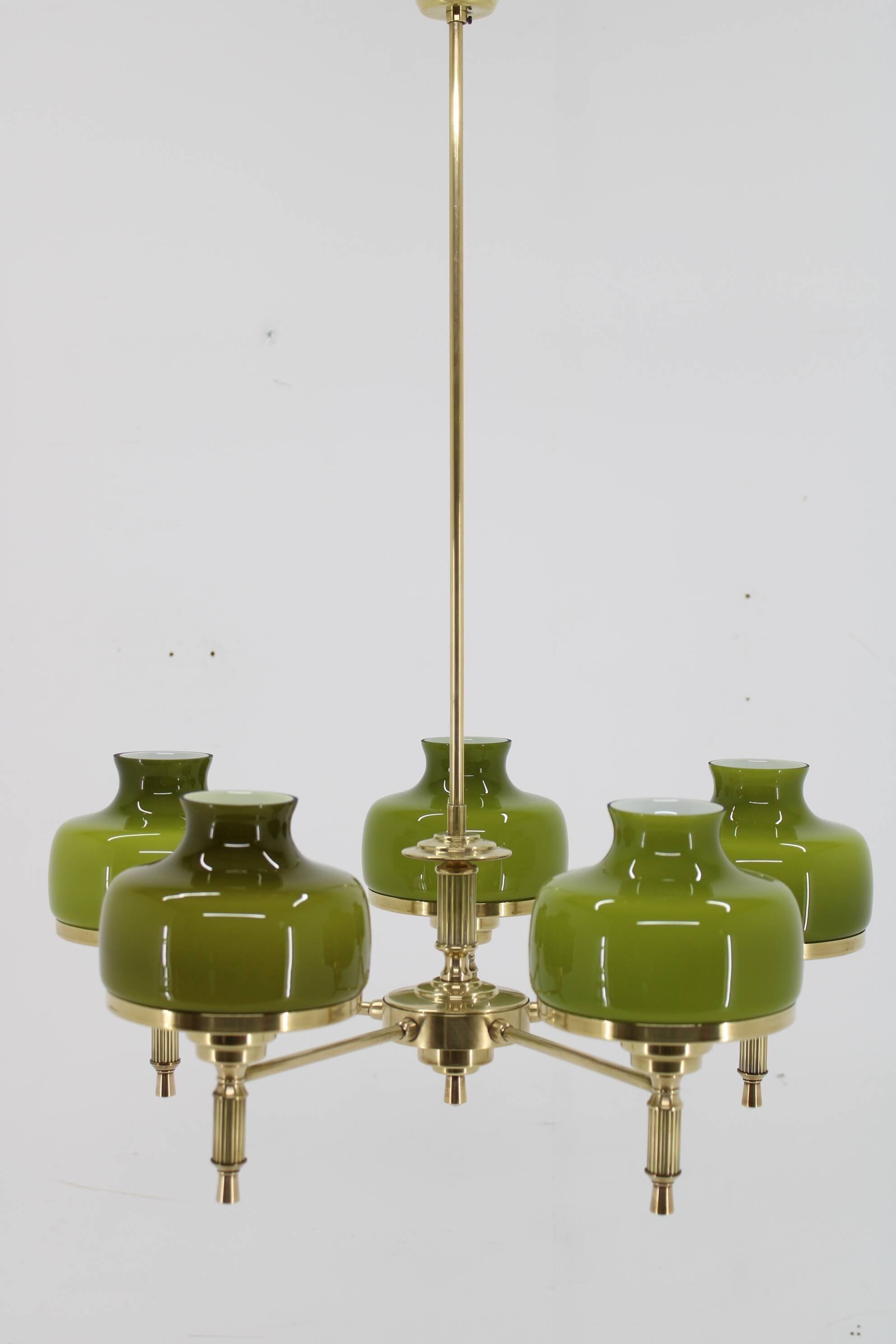 Lustre en verre et laiton des années 1980, Danemark