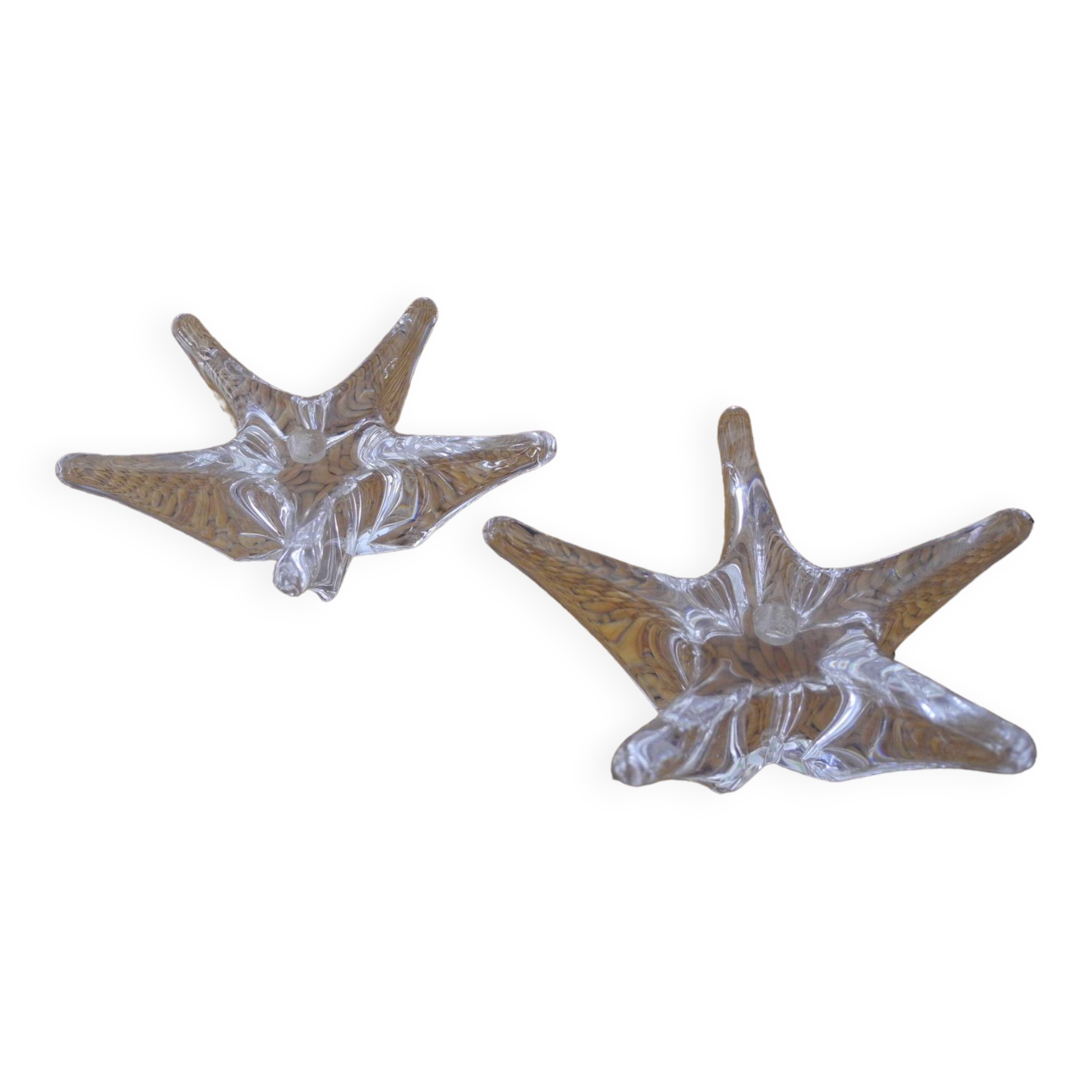 pair of vintage Daum France crystal candlesticks