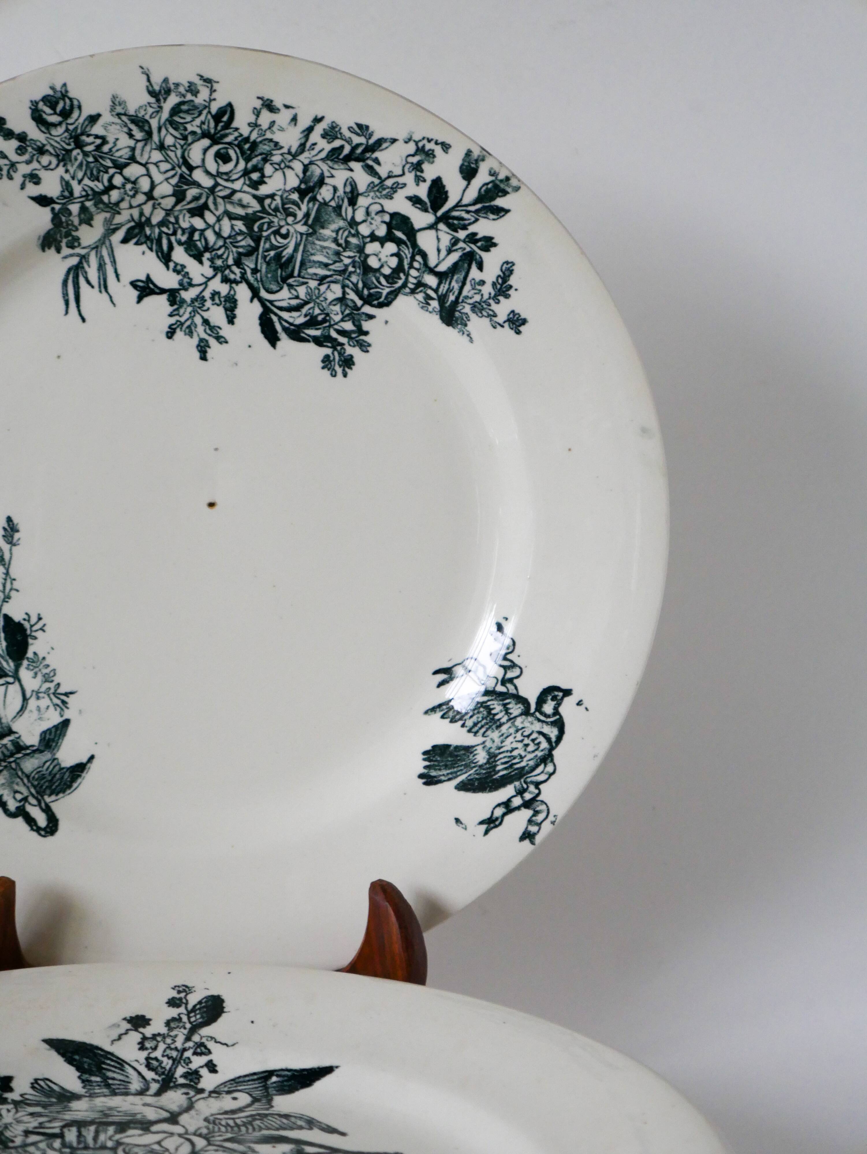 Set of 5 flat plates in terre de fer salins 19th century