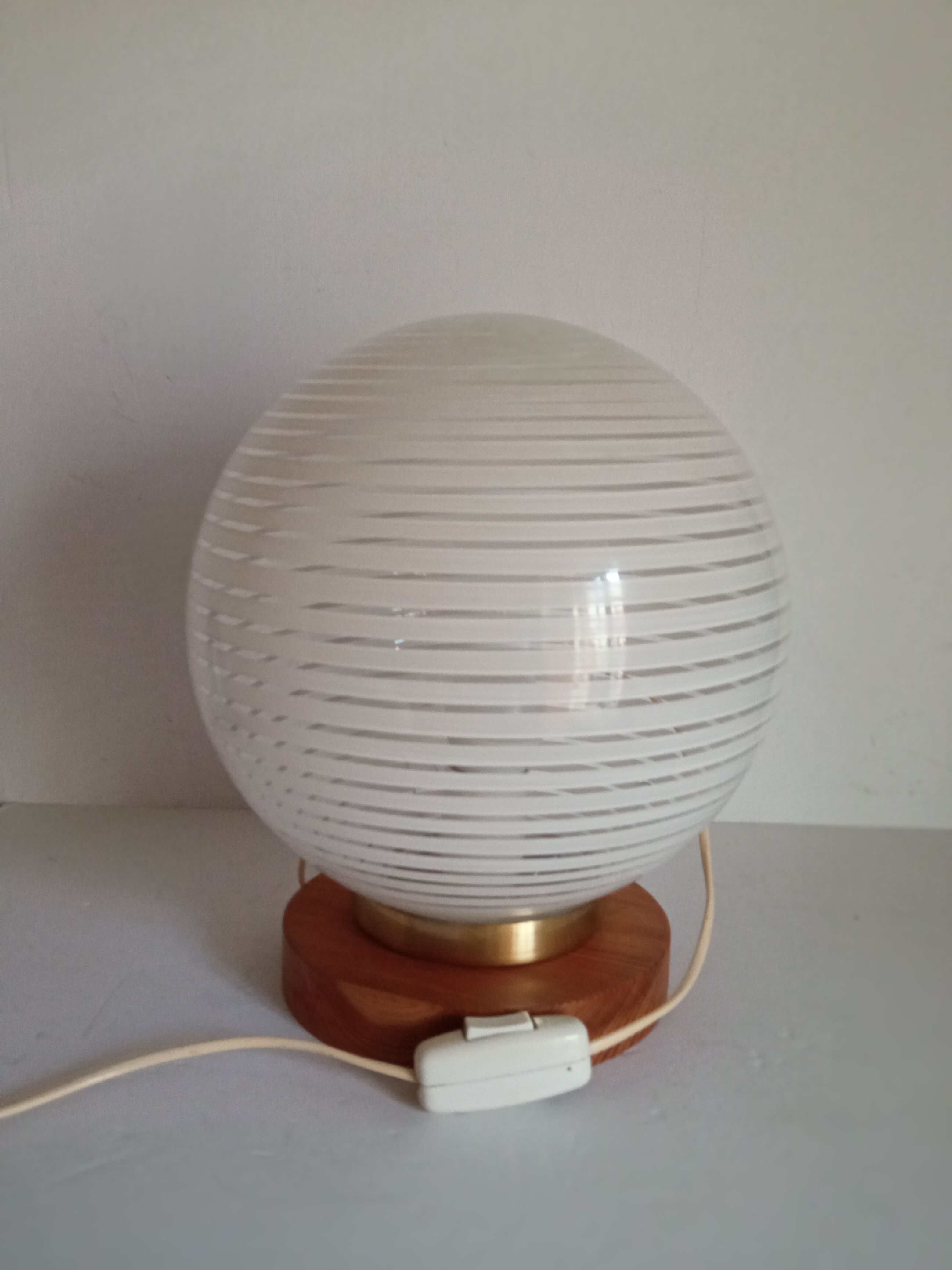 Bedside lamp wood and opaline