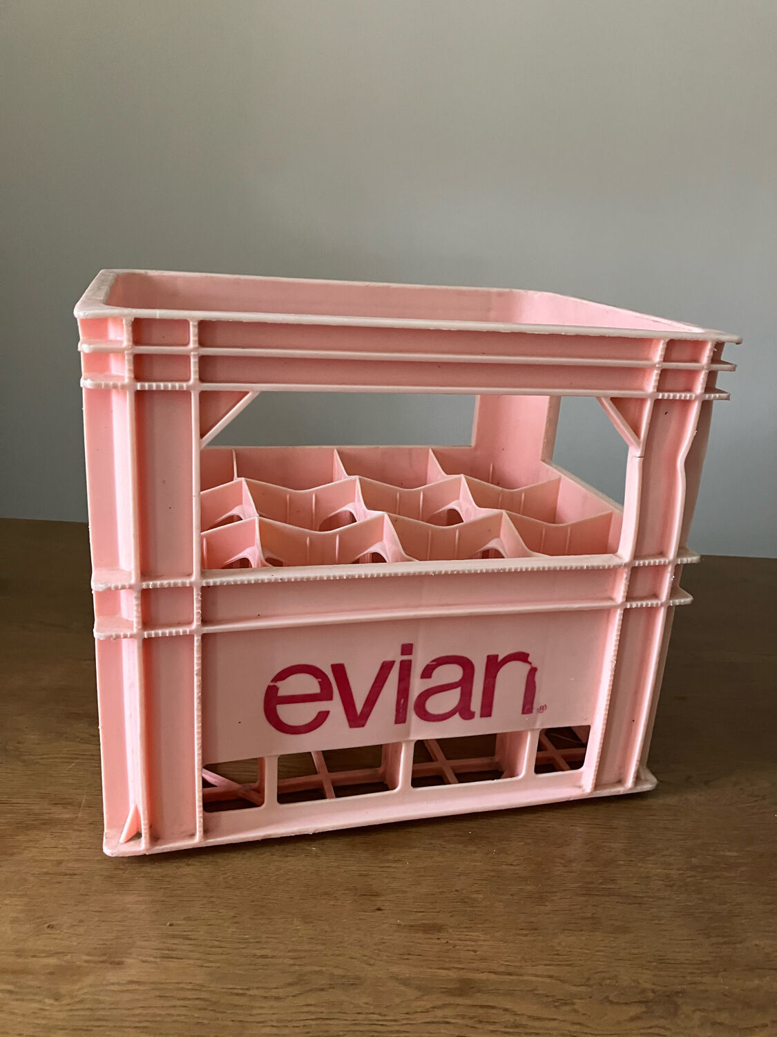 Vintage evian bottle rack