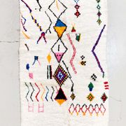 Berber carpet Azilal ecru with colorful patterns 2,33x1,40m