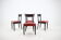 1950s Red Leather Dining Chairs for UP Czechoslovakia, Set of 4