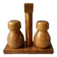 Salt and pepper shakers in olive wood and magnifying glass, 70s-80s