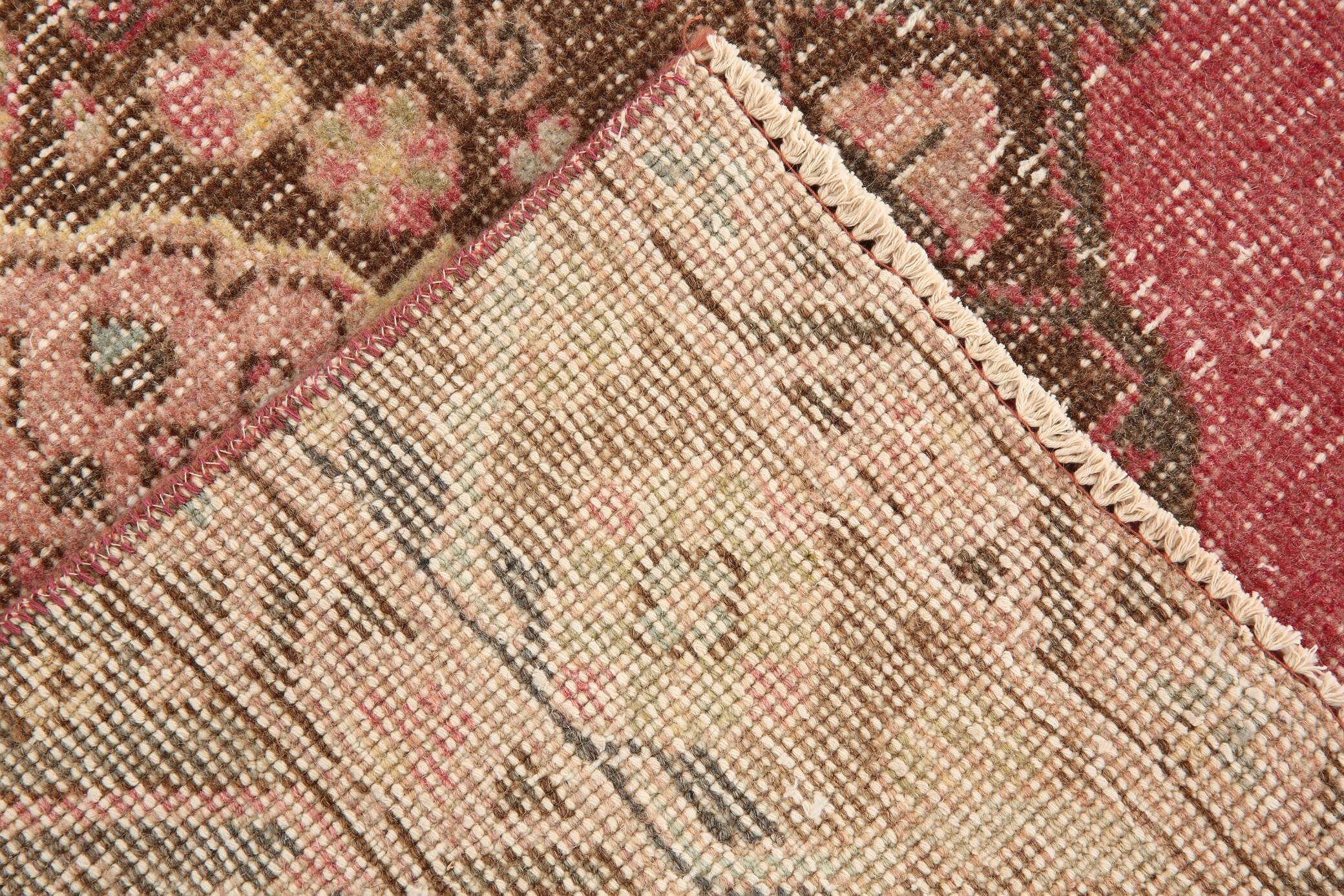 3x13 Red & Pink Vintage Runner Rug, 91x399Cm