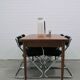 vintage set of x4 chrome tubular chairs black rib